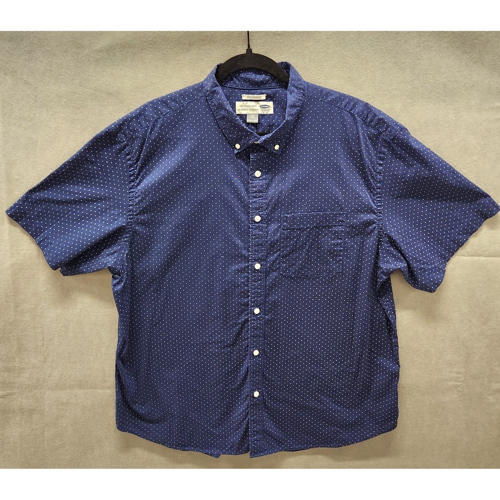 Old Navy Classic Shirt Slim Fit Button Down Mens XXL Blue Short Sleeve